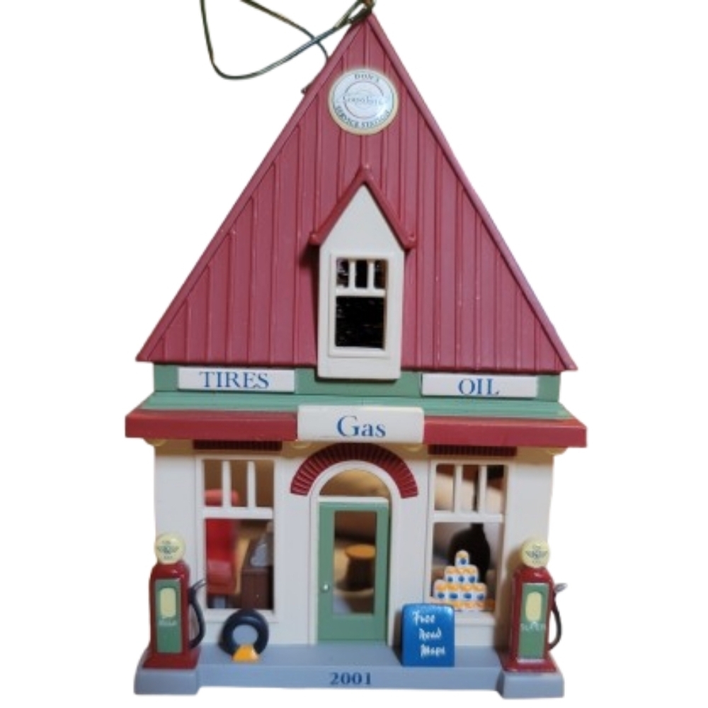 Vintage 2001 Nostalgic House #20 Service Station Hallmark Keepsake Ornament